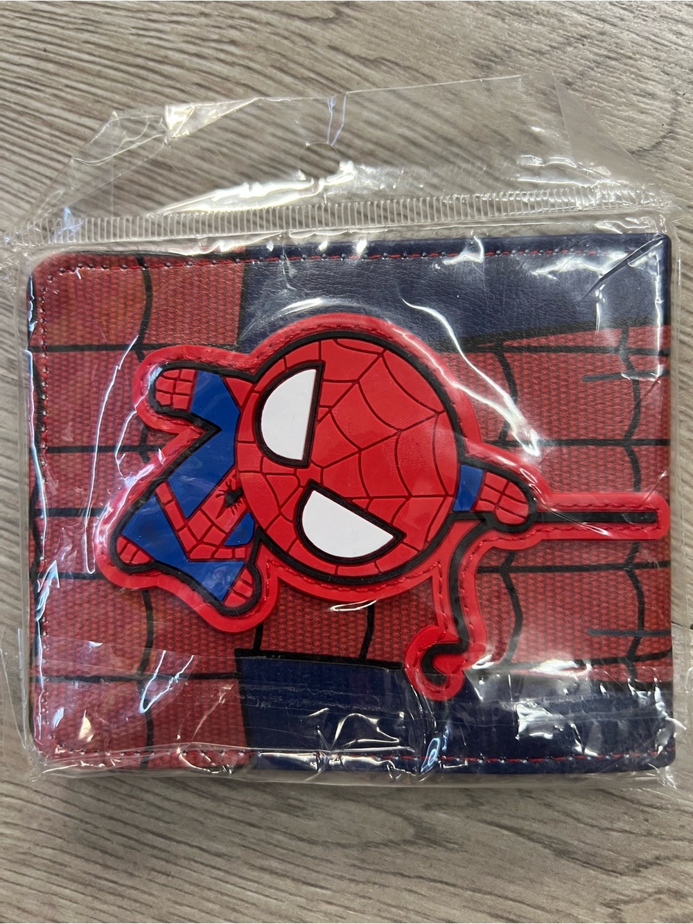 Red Spider-Web Kids Wallet with Cartoon Spider Hero